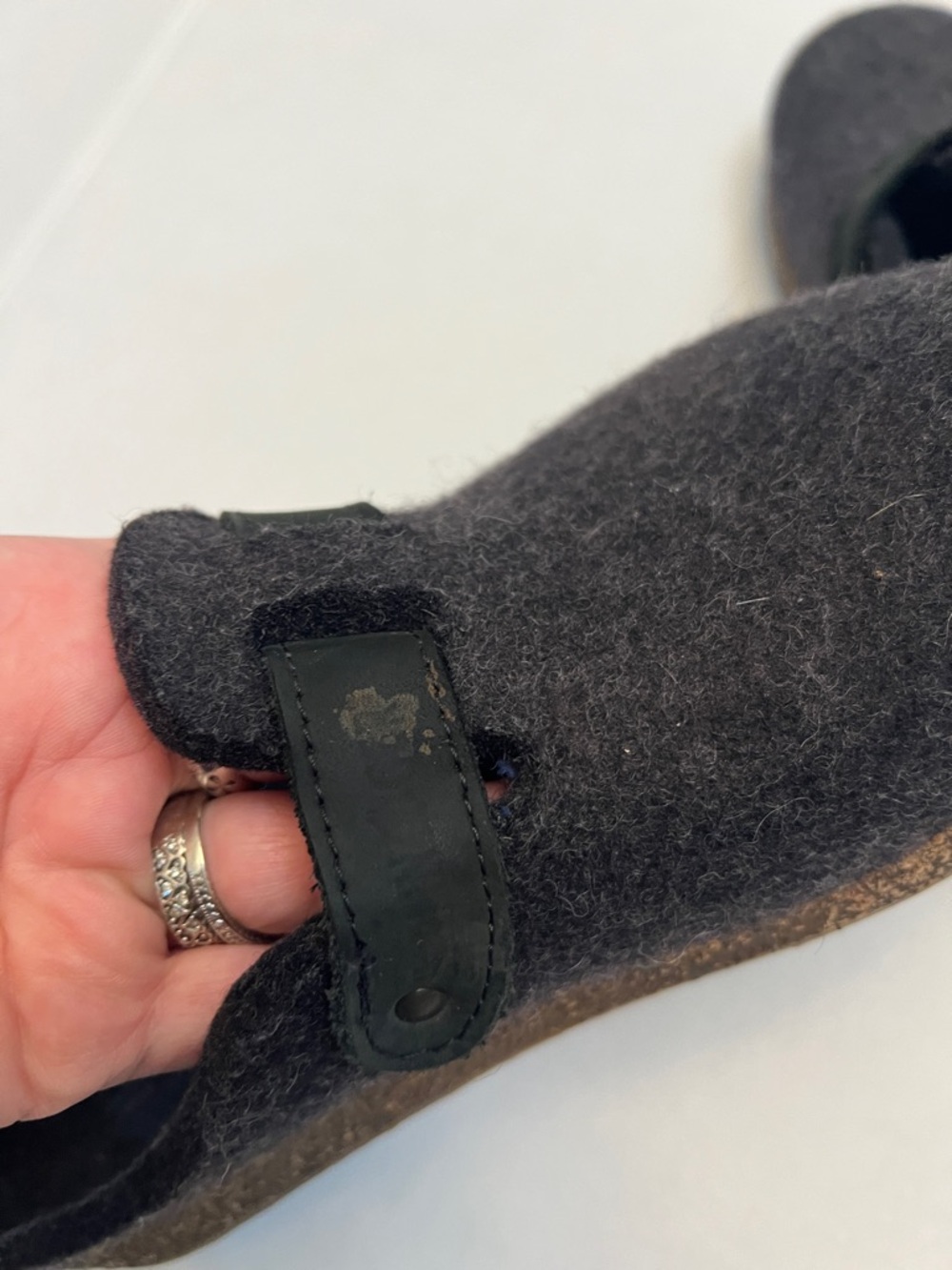 HAFLINGER BLACK CHARCOAL WOOL CLOGS WITH LEATHER ACCENTS & BUCKLES 38=7 US - Picture 4 of 11